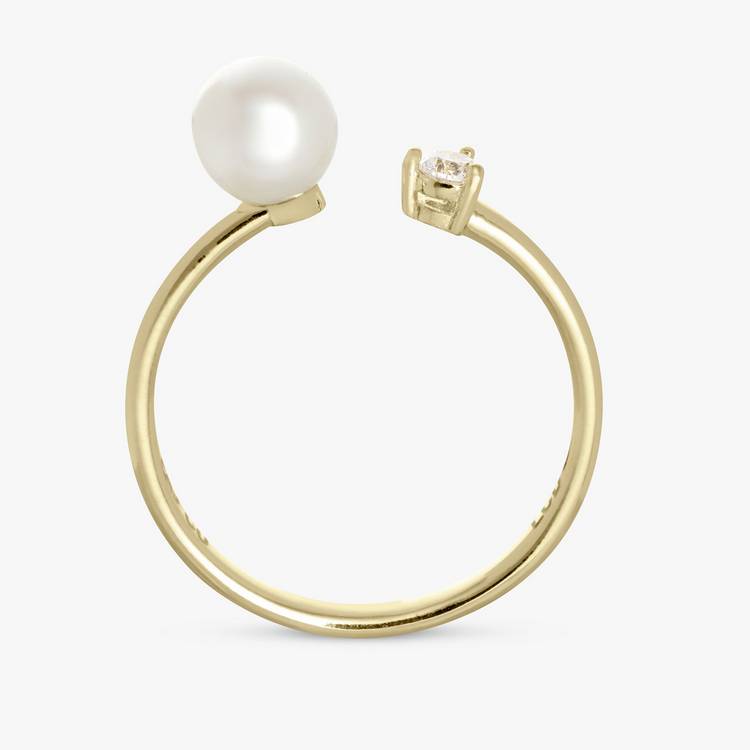 Revere torque ring pearl cubic zirconia small, imported from the UK