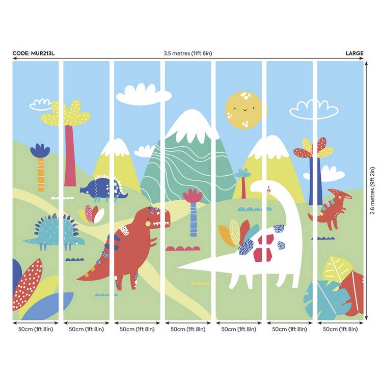 Origin Murals Dinosaur Land Green wall mural, imported from the UK