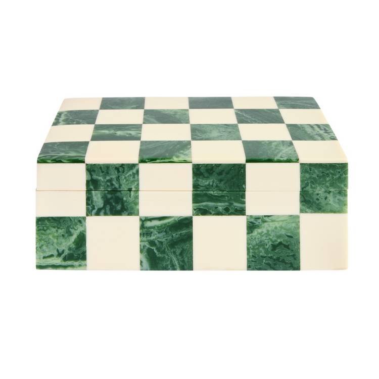 Habitat checkered resin green trinket box 15.5x10.5x5.5cm, imported from the UK