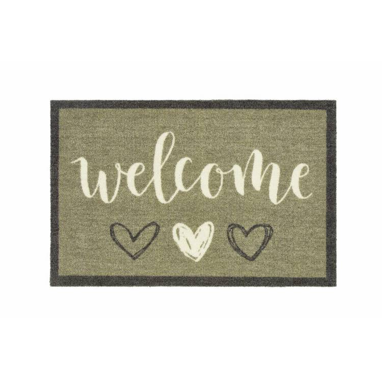 My Mat Welcome Heart Sage doormat 50x75cm - British product