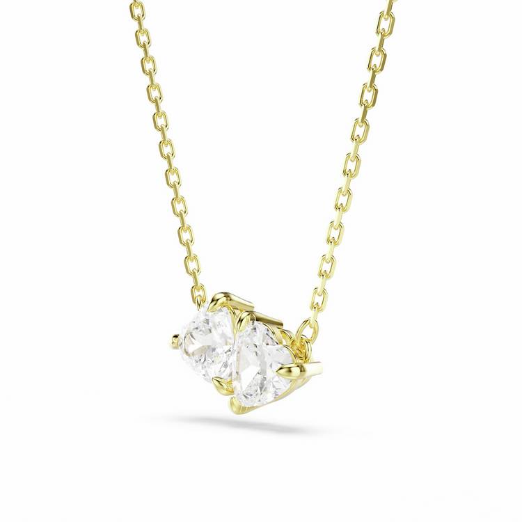 Swarovski gold-tone heart pendant necklace with zirconia stones - British product