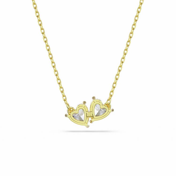 Swarovski gold-tone heart pendant necklace with zirconia stones - British product