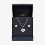 Inicio silver plated satin heart jewellery set, imported from the UK