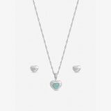 Inicio silver plated satin heart jewellery set, imported from the UK