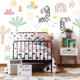 Origin Murals Dancing Zebras wall mural roll 50cm x 19.6m, imported from the UK