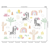 Origin Murals Dancing Zebras wall mural roll 50cm x 19.6m, imported from the UK