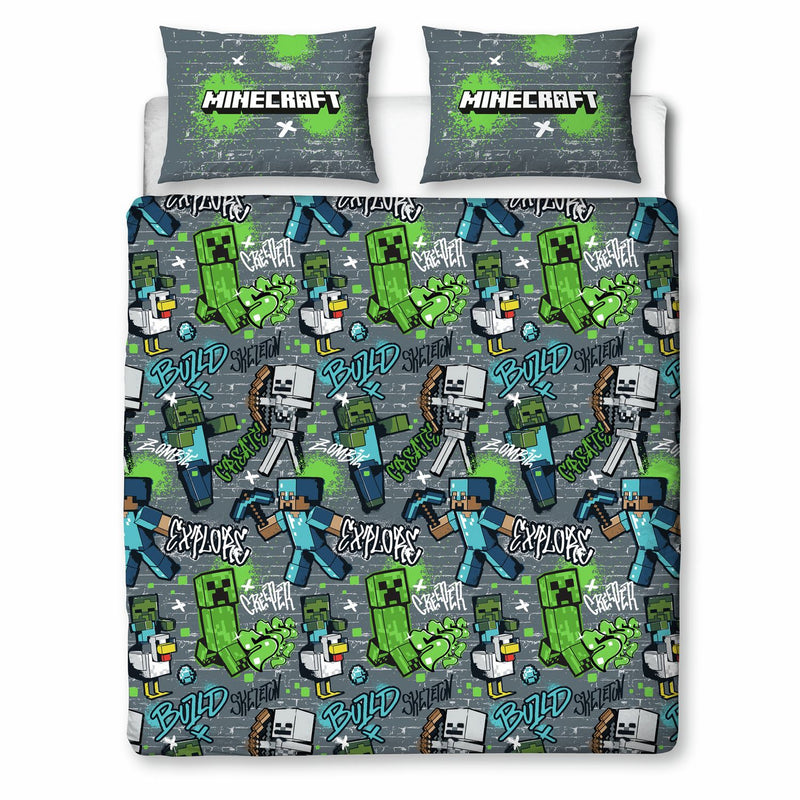 Minecraft Kids Grey Bedding Set - Double