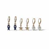 Argos Freedom Ocean Charm Drop Huggie Earrings Set of 3- Buy online at McGrocer