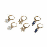 Freedom ocean charm drop huggie earrings set of 3 (British brand)
