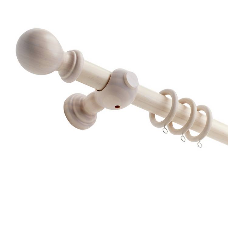 Argos Home washed white wooden curtain pole 240cm - British product