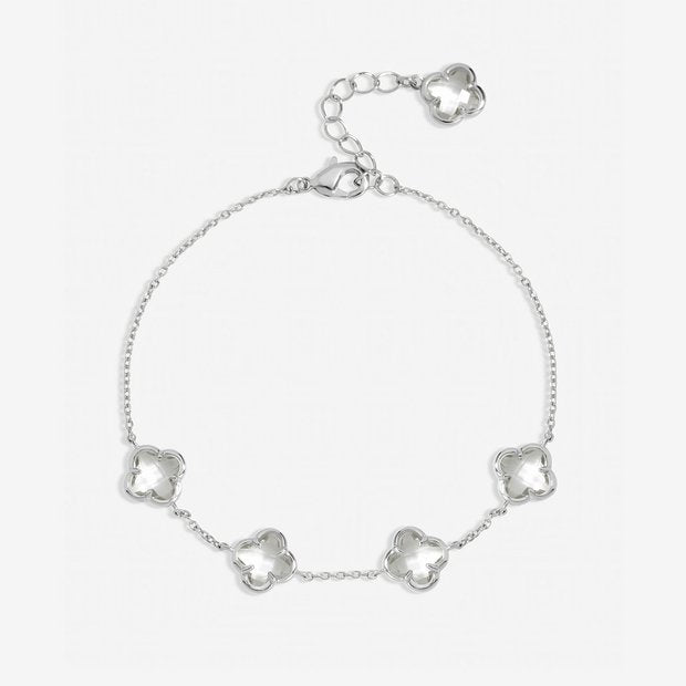 Inicio silver plated crystal clover bracelet 18cm, UK version