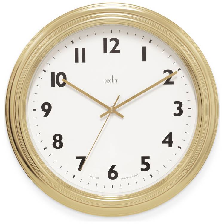 Acctim Clayton analogue wall clock gold 40cm, UK version