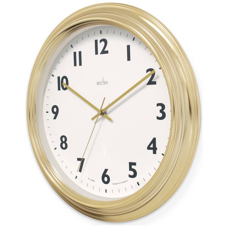 Acctim Clayton analogue wall clock gold 40cm, UK version