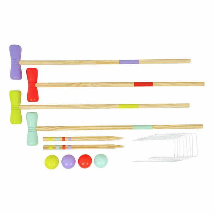 TP Toys wooden croquet set pastel colours garden game, imported from the UK