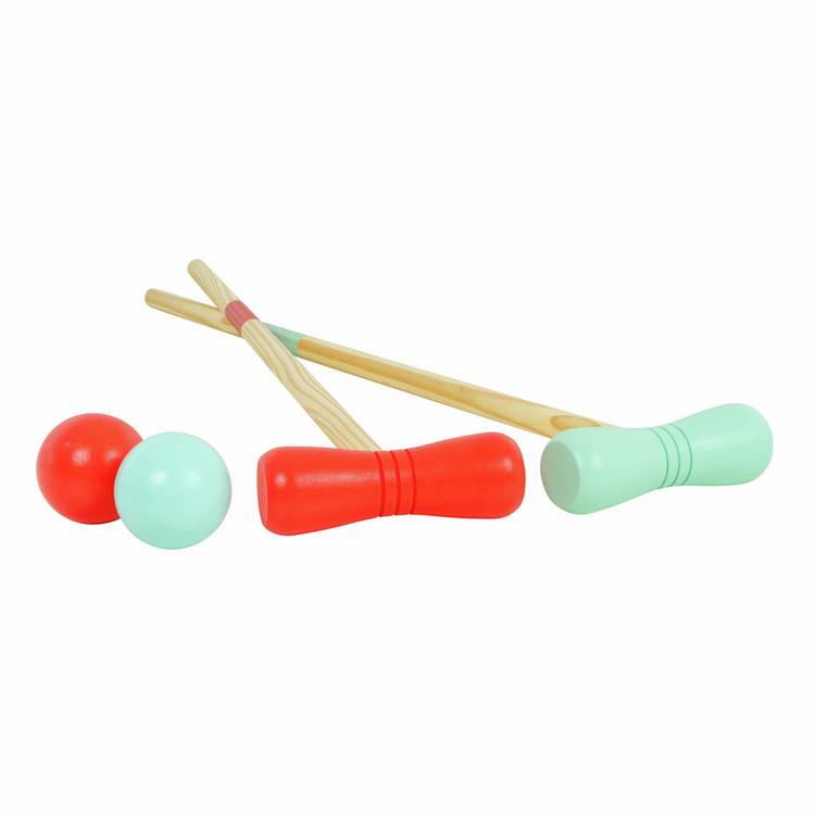 TP Toys wooden croquet set pastel colours garden game, imported from the UK