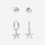 Inicio silver plated starfish earrings pack of 2, imported from the UK