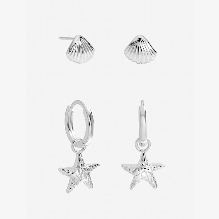 Inicio silver plated starfish earrings pack of 2, imported from the UK
