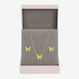 Jon Richard gold plated diamond cut butterfly set, UK version