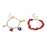 Argos Freedom Gold Tone and Red Bead Charm Bracelet Set- Buy online at McGrocer