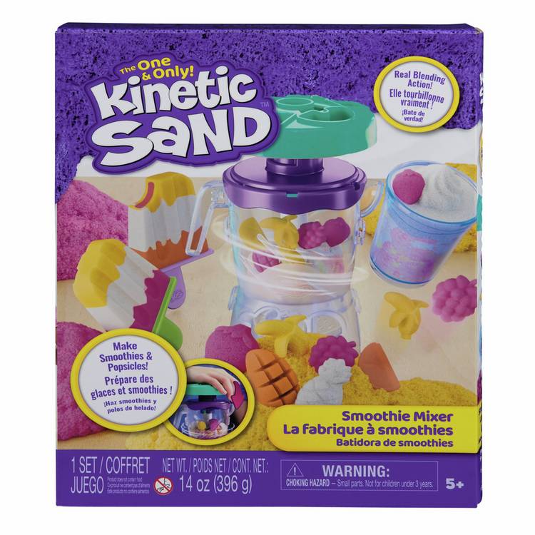 Kinetic Sand Smoothie Mixer playset with sand and accessories, imported from the UK