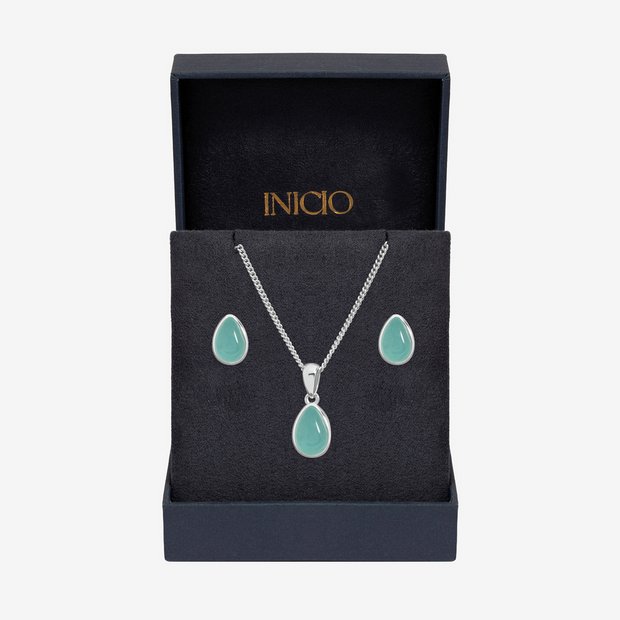 Inicio turquoise peardrop jewellery set - British product