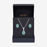 Inicio turquoise peardrop jewellery set - British product