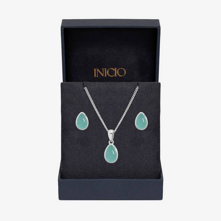 Inicio turquoise peardrop jewellery set - British product