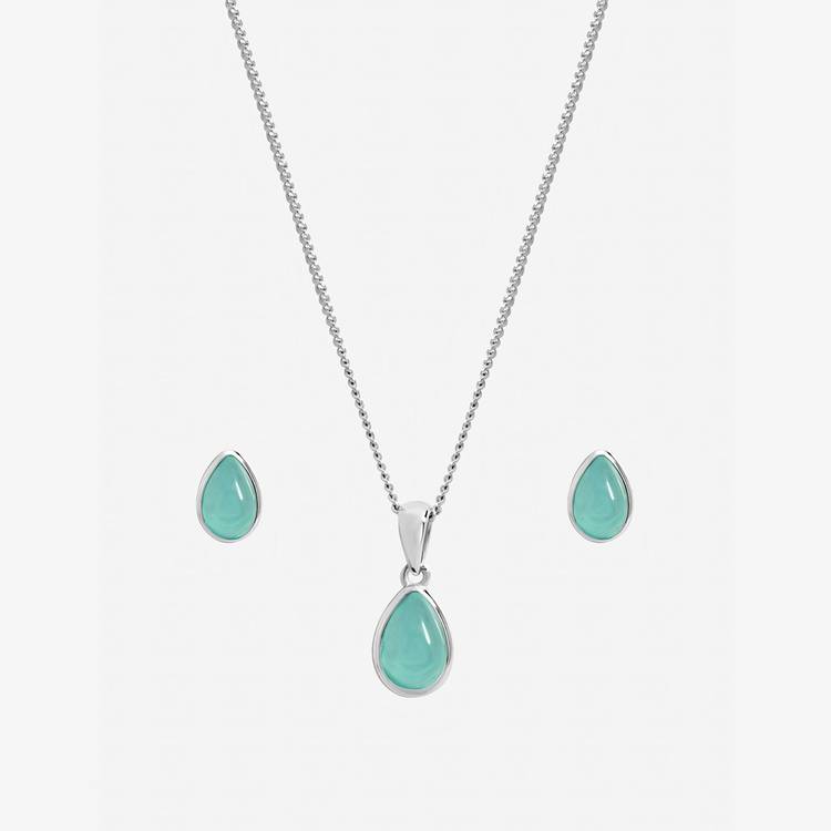 Inicio turquoise peardrop jewellery set - British product