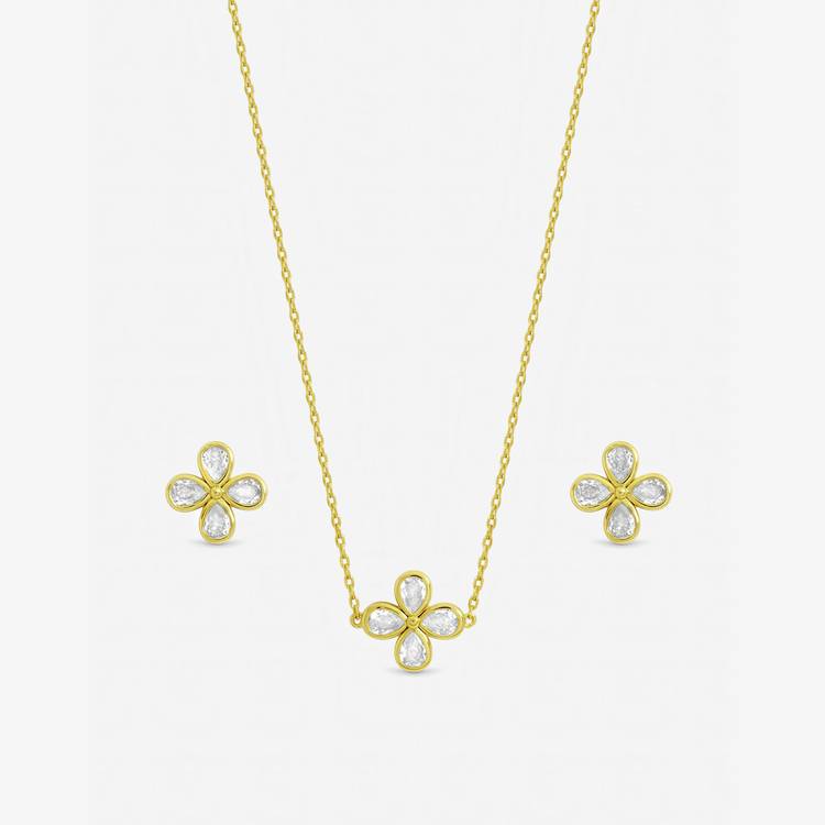 Jon Richard gold plated crystal flower bridal jewellery set - British product