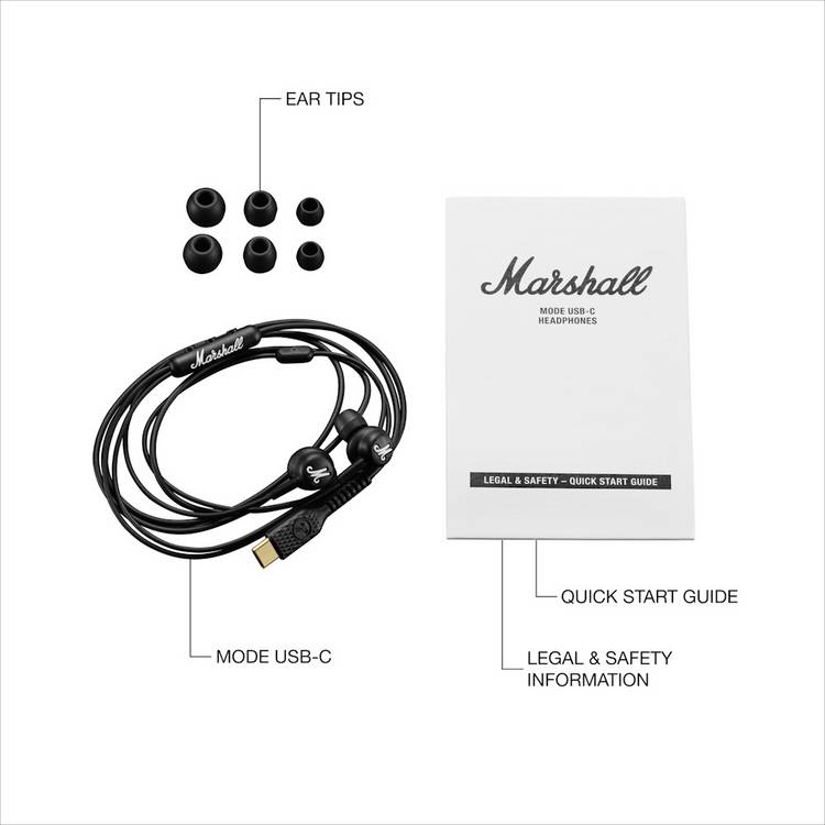 Marshall Mode in-ear USB-C wired headphones, imported from the UK