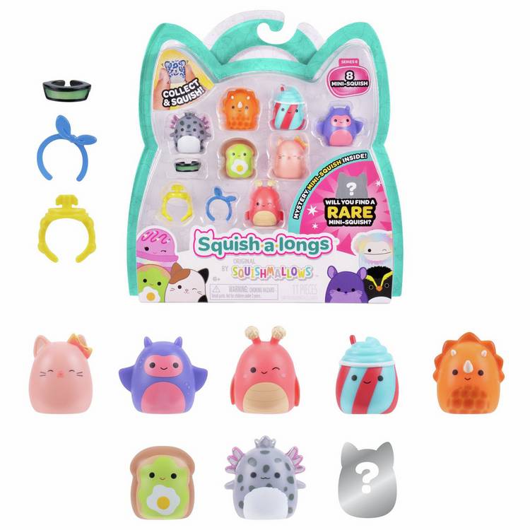 Squishmallows Squish-a-longs collectible figures 8-pack 1-inch, imported from the UK