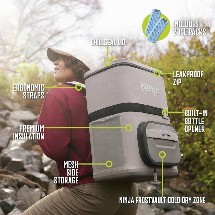 Ninja FrostVault Go soft cooler backpack 23L beige, UK version