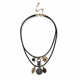 Revere black cord multi charm necklace (British brand)