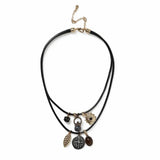 Revere black cord multi charm necklace (British brand)
