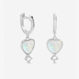 Inicio silver plated opal heart charm earrings, imported from the UK