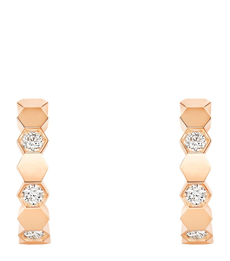 Chaumet rose gold hoop earrings with honeycomb design, UK version