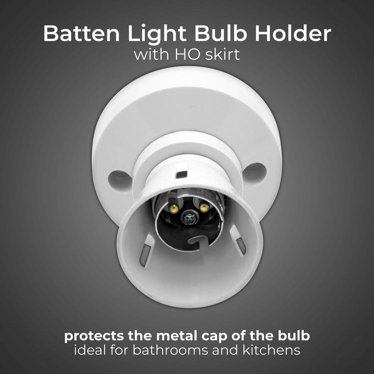 British General batten lamp holder white, imported from the UK