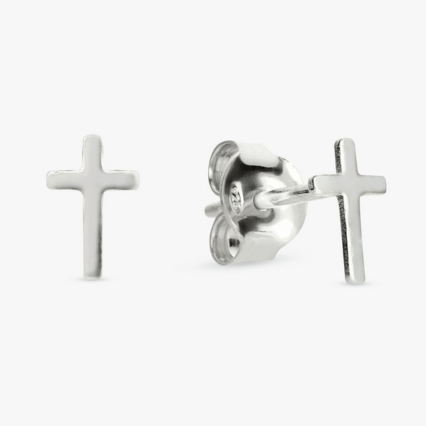 Revere sterling silver cross stud earrings 0.5g (British brand)