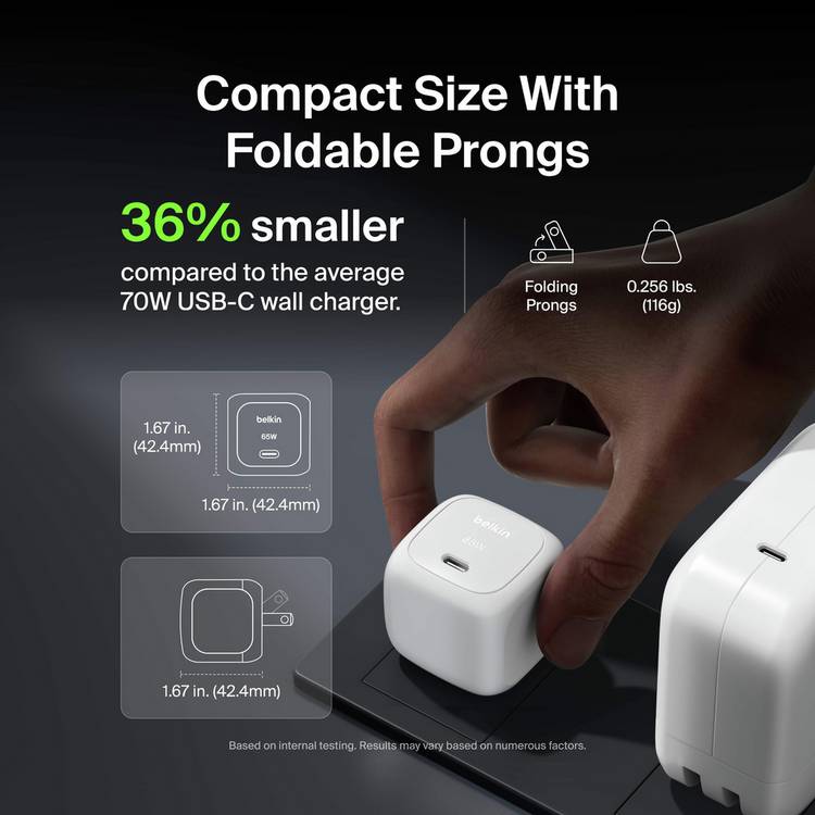 Belkin 65W Compact USB-C Wall Charger White (British brand)