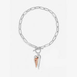 Argos Inicio Duotone T-Bar Bracelet - Silver Plated with Rose Gold Accents - 18cm- Buy online at McGrocer