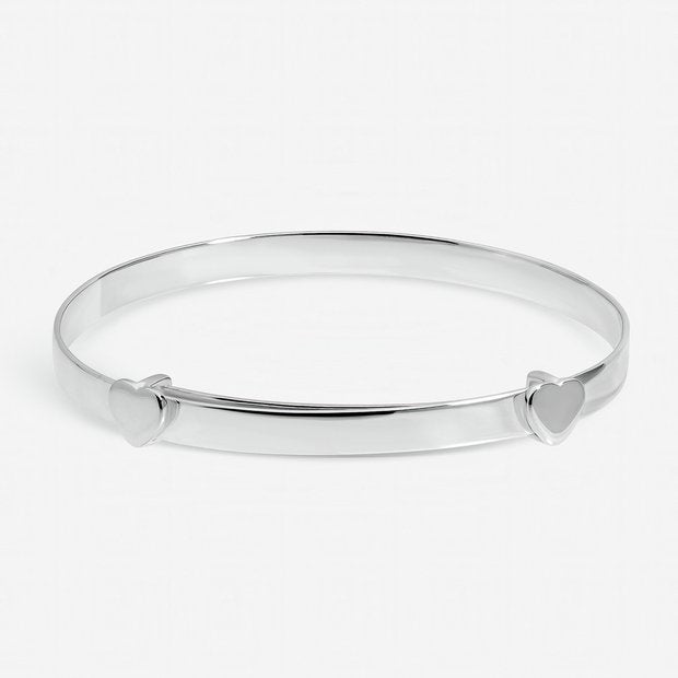 Inicio silver-plated christening heart bangle with gift pouch (British brand)
