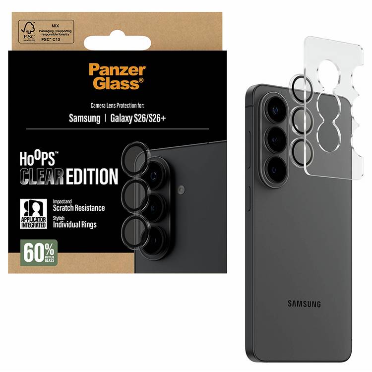 PanzerGlass camera lens protector for Samsung S26 and S26+, imported from UK