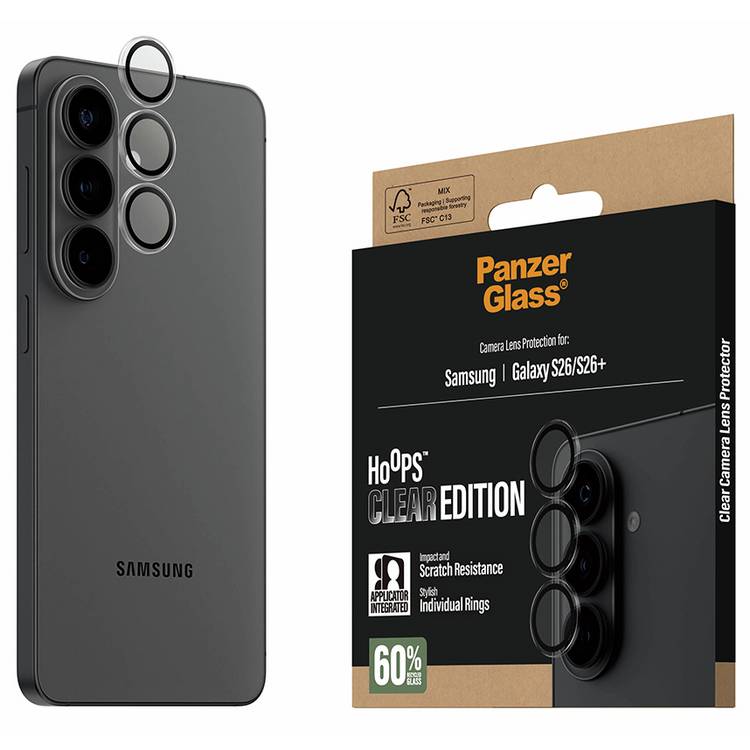PanzerGlass camera lens protector for Samsung S26 and S26+, imported from UK