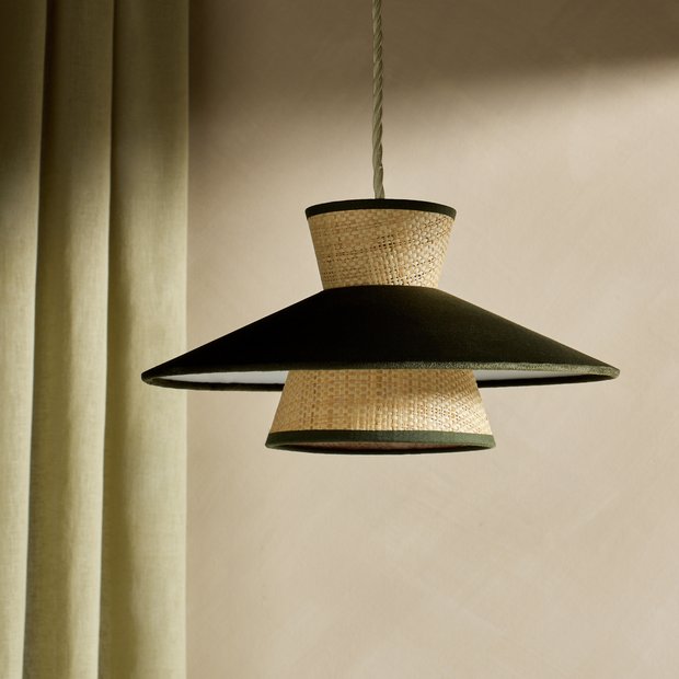 Habitat green velvet easy fit lampshade 35cm - British product