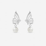 Argos Inicio Silver Plated Butterfly Pearl Drop Earrings- Buy online at McGrocer