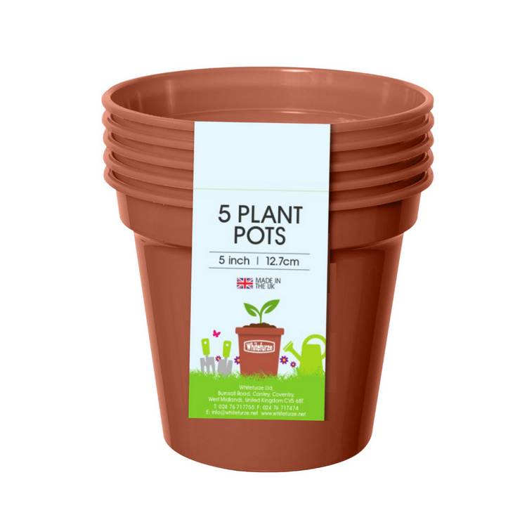 Whitefurze 12.7cm terracotta planter pot set of 5, imported from the UK