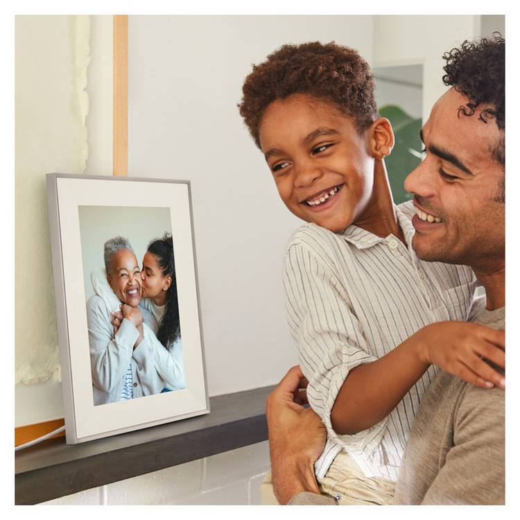 AURA Aspen 12in digital photo frame clay finish, imported from the UK