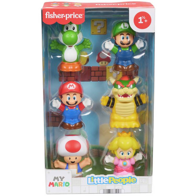 Fisher Price Little People Mario figure 6-pack toy set - British product
