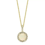 Costco UK Costco Round Cut Australian Opal & 0.11ctw Diamond Pendant, 14ct Yellow Gold, Adjustable 18 Inch Chain- Buy online at McGrocer