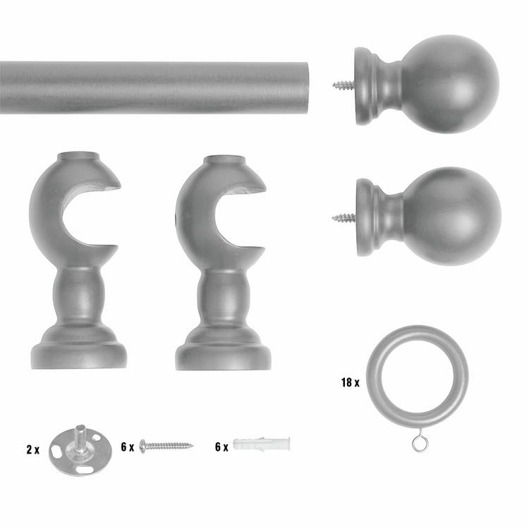 Argos Home wooden ball curtain pole 120cm walnut, UK version